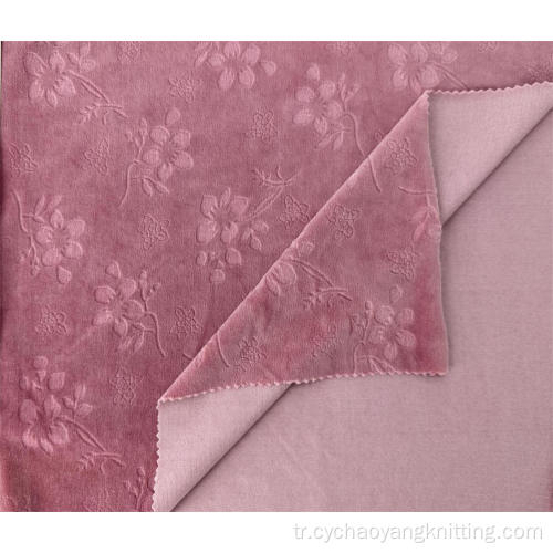 Jacquard koyu mavi kadife kumaş